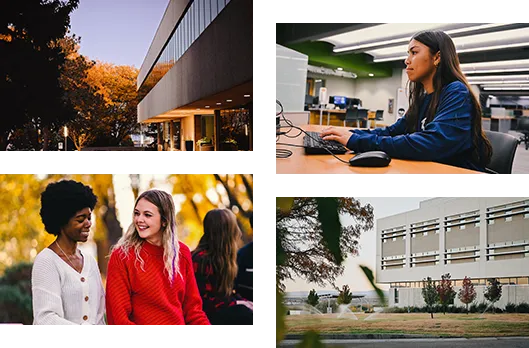 Collage of students and buildings at CSU Pueblo